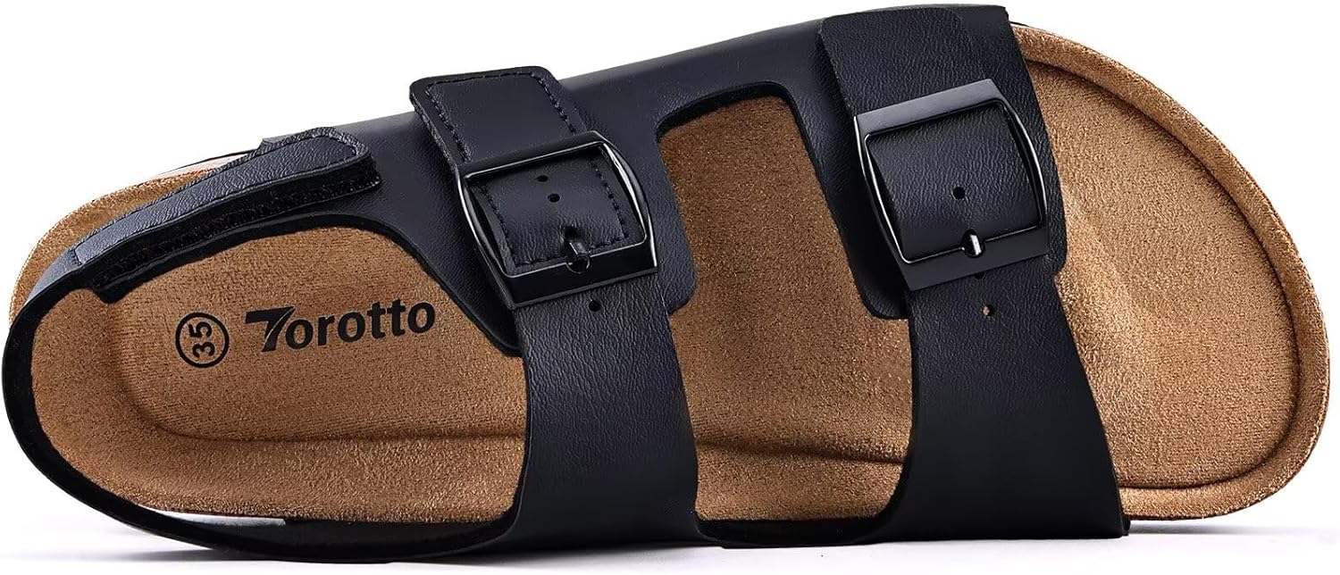 Torotto Kids Girls Boys Sandals with Cork Footbed Adjustable Strap Toddler Casual Slides Sandals Open Toes Flat - Image 2