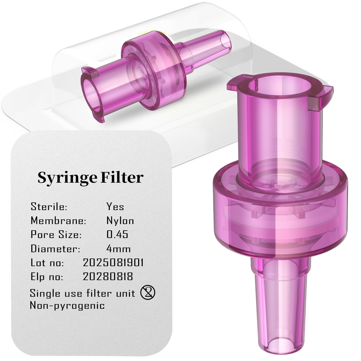 Biomed Solution Sterile Syringe Filter, PES/Nylon/PTFE Membrane 0.22/0.45um Pore Size, 4mm Membrane Diameter,Individually Packaged (PES 0.22um, 25pcs) — Amazon image 6