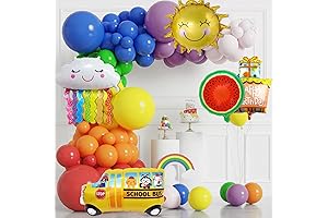 139 Pcs Cartoon Birthday Party Decorations,Rainbow Balloon Garland Arch Kit
