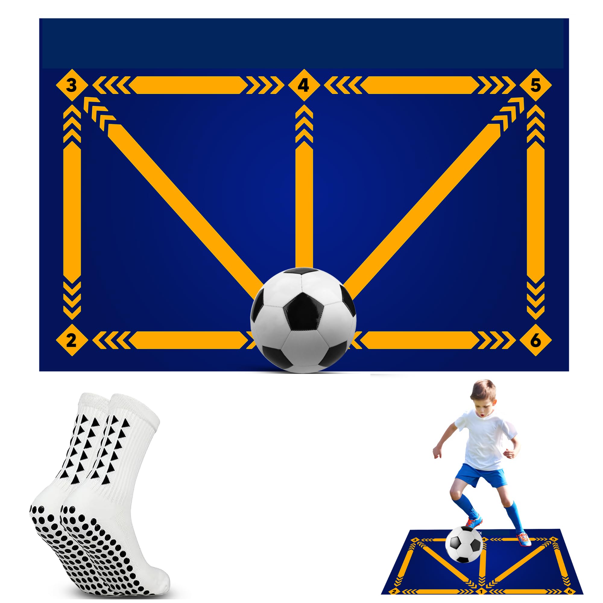 Football Training Mat with Mobile TV APP - Soccer Skills XL 90x60cm Football Gifts for Boys | Pro Dribble Ball Control & Stress Relief Games for Kids Girls & Teenage | Birthday Gifts