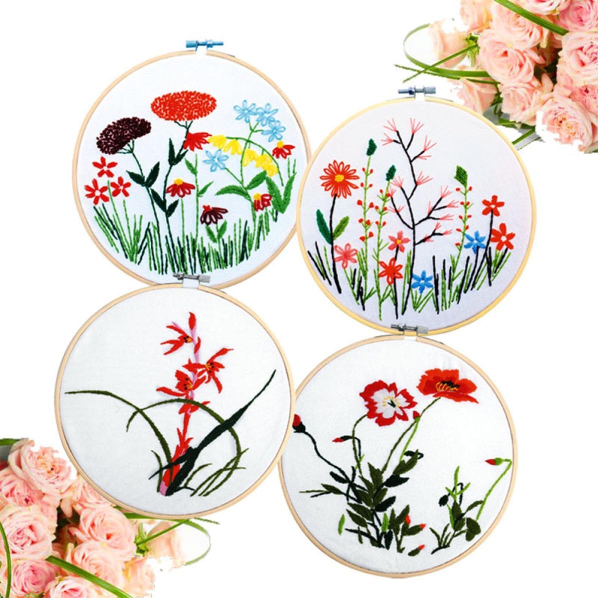 12pcs DIY Embroidery Hoop for Beginners, Circle Craft Ring