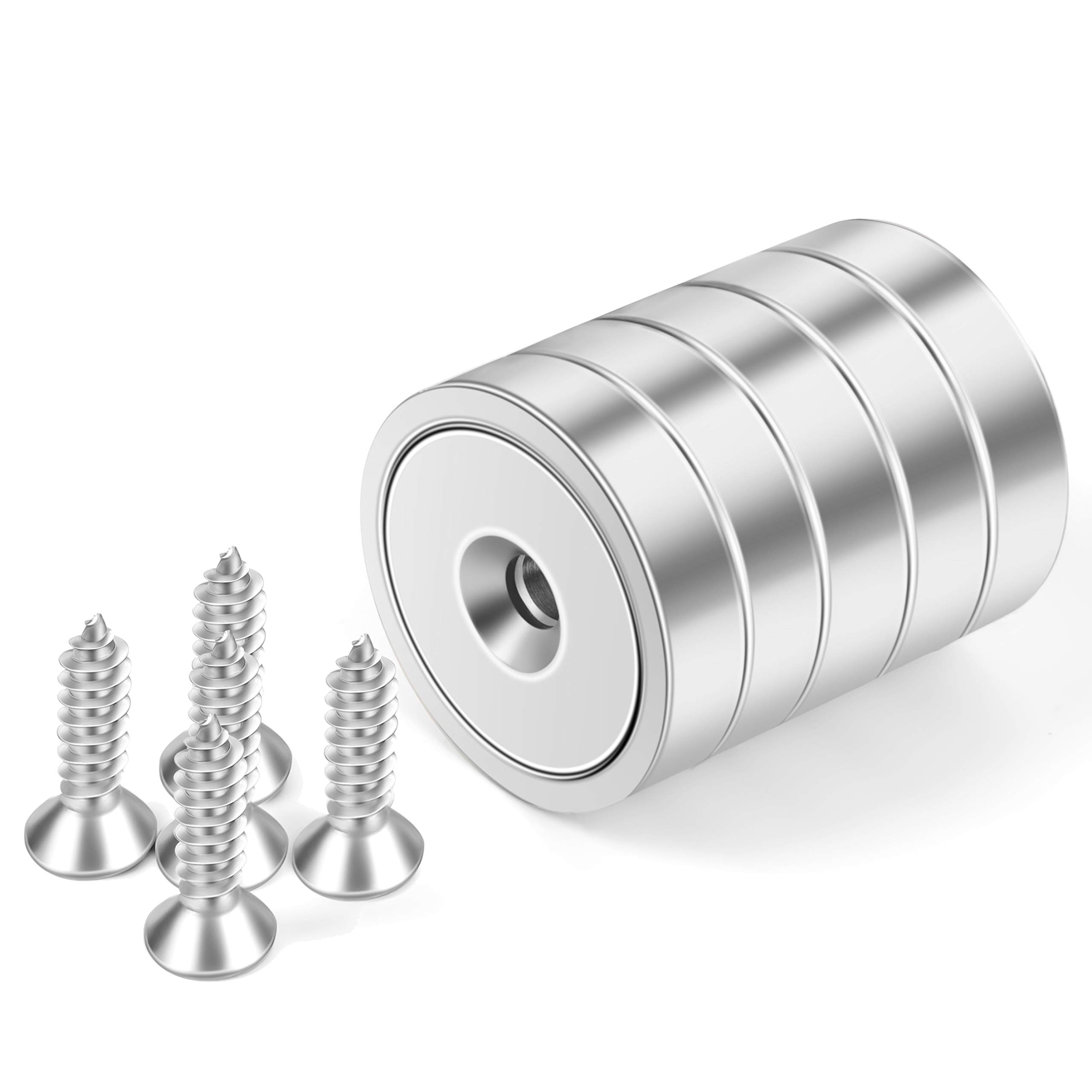 Neosmuk Magnete mit Loch, 30kg starke runde Magnete für die Wand,Magnet mit Schraube für Holz,Neodym-Scheibenmagnet mit Loch in der Mitte,25mm flacher Magnet(5er-Packung)