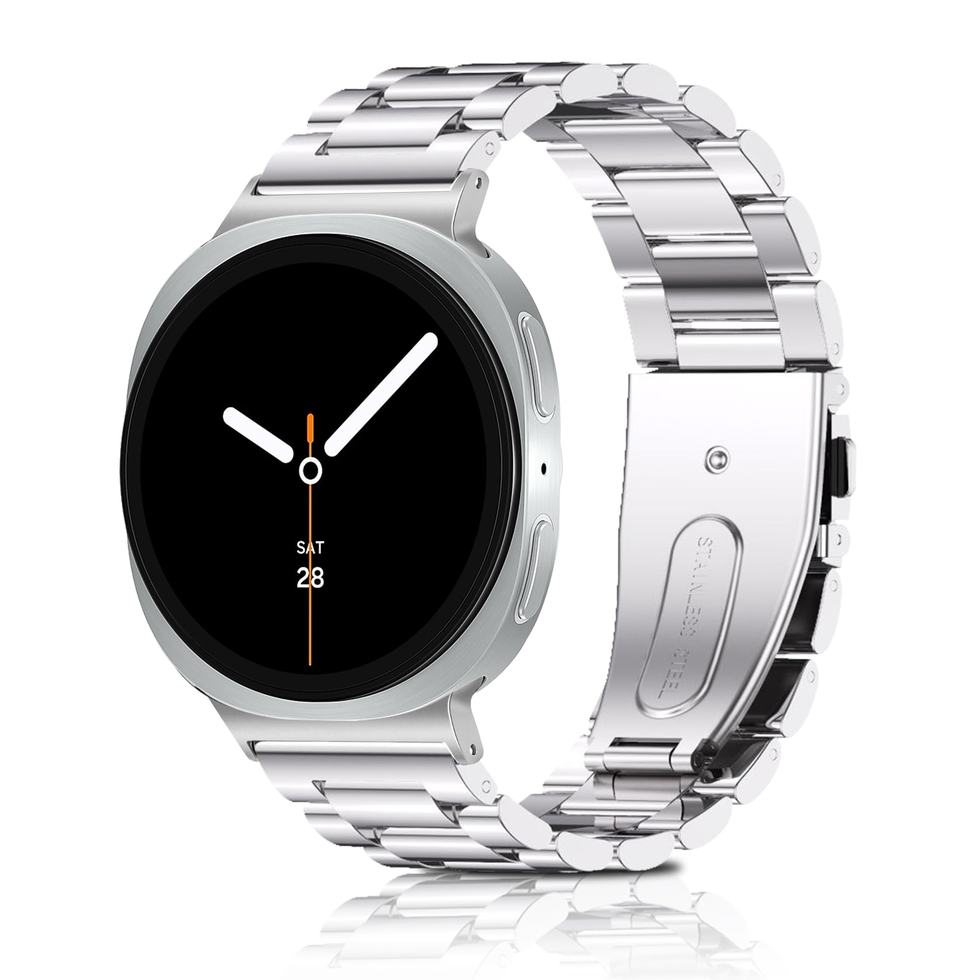 [LuFiYa] バンド (サムスン) Samsung Galaxy Watch 8 40mm 44mm / Samsung Galaxy 8 Classic 46mm 2025 対応 交換バンド ステンレス製 ストラップ 金属時計ベルト ギャラクシーWatch 8 / 8 Classic用 サイズ調整可能 ビジネス風 ステンレス おしゃれ 調整工具付き (シルバー)