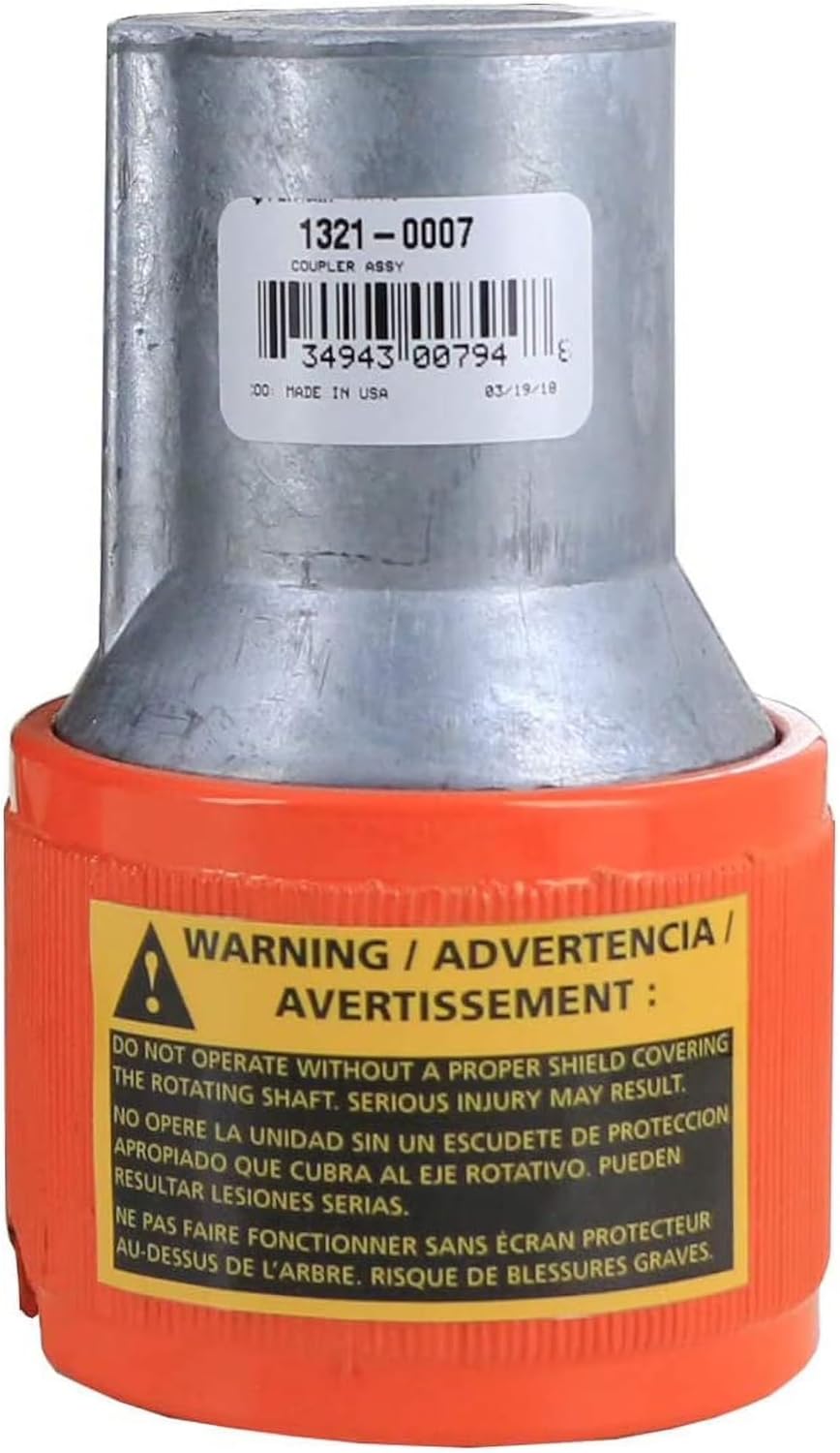 PENTAIR HYPRO 1321-0007 Q-Coupler, PTO Quick Coupler Adapter, 1-3/8" 6 Spline Drive Side, 15/16 in Pump Shaft ID, 540 RPM, Die Cast, For 1500 1700 7560 7700 Series Roller Pumps