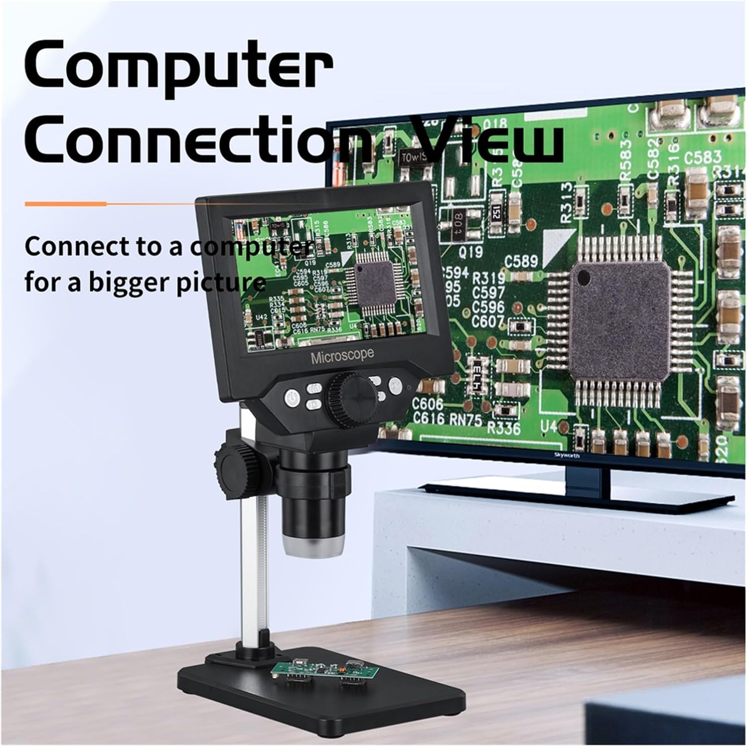 USB Microscope, Microscope Digital for Soldering 5.5'' Large Base LCD Display 8LED Lights 1-1000X Continuous Amplification Magnifier for Children Students Adults Beginner Learning and Experimentation