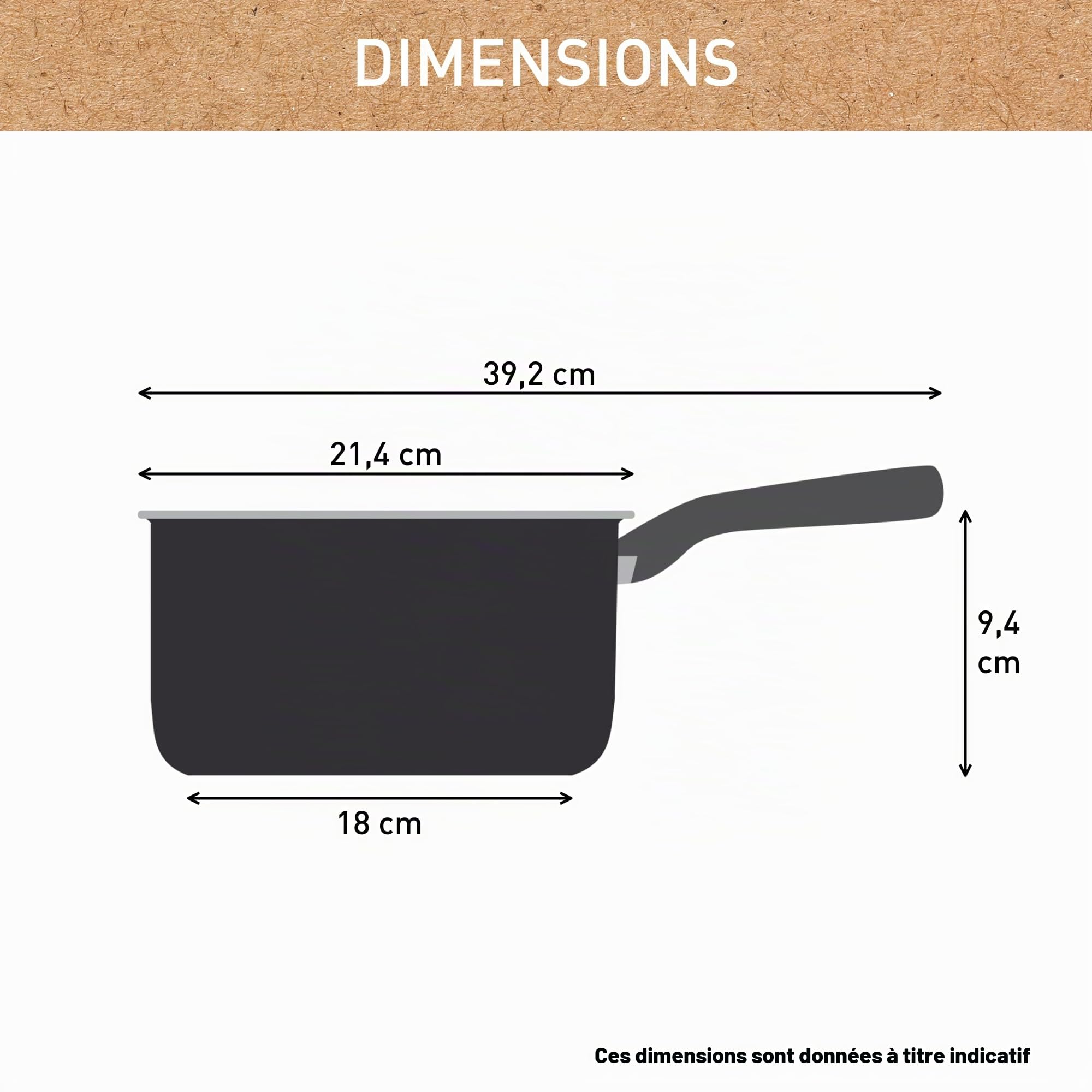 Tefal Casserole 20 cm, Induction, Revêtement antiadhésif céramique, Eco-conçue, Recyclée, Cuisson saine, Fabriqué en France, Renew C4253013, Effet Bois - Clair