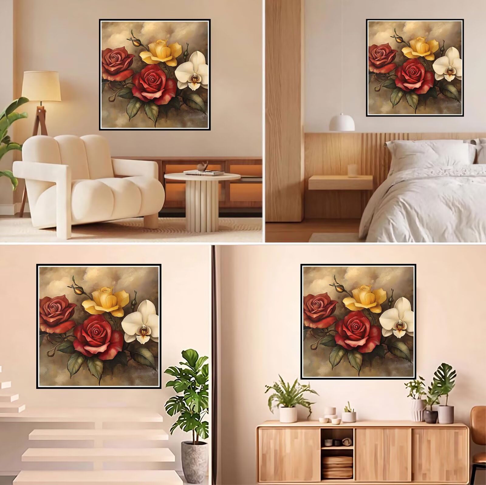 5D Diamond Painting Kit Completo, Diamond Painting Retro DIY Hobby Creativi Adulti Pittura Diamante Strass Mosaico Kit per Bambini Principianti, Decorazioni Casa Parete Regalo Fiore 70x70cm FX#387