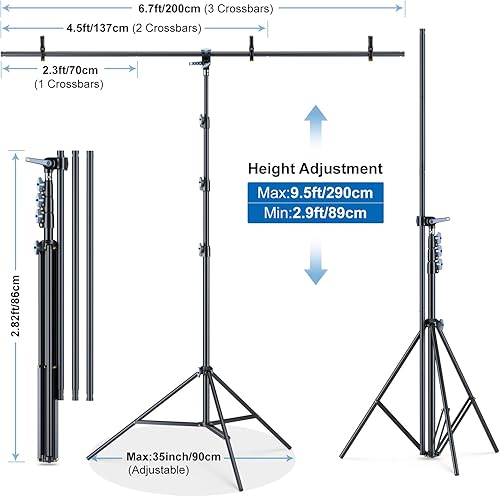 Miniatura 3 de LINCO Lincostore - Kit de soporte de fondo portátil en forma de T de 6.7 pies de ancho y 9.5 pies de alto ajustable para telón de fondo para fotos