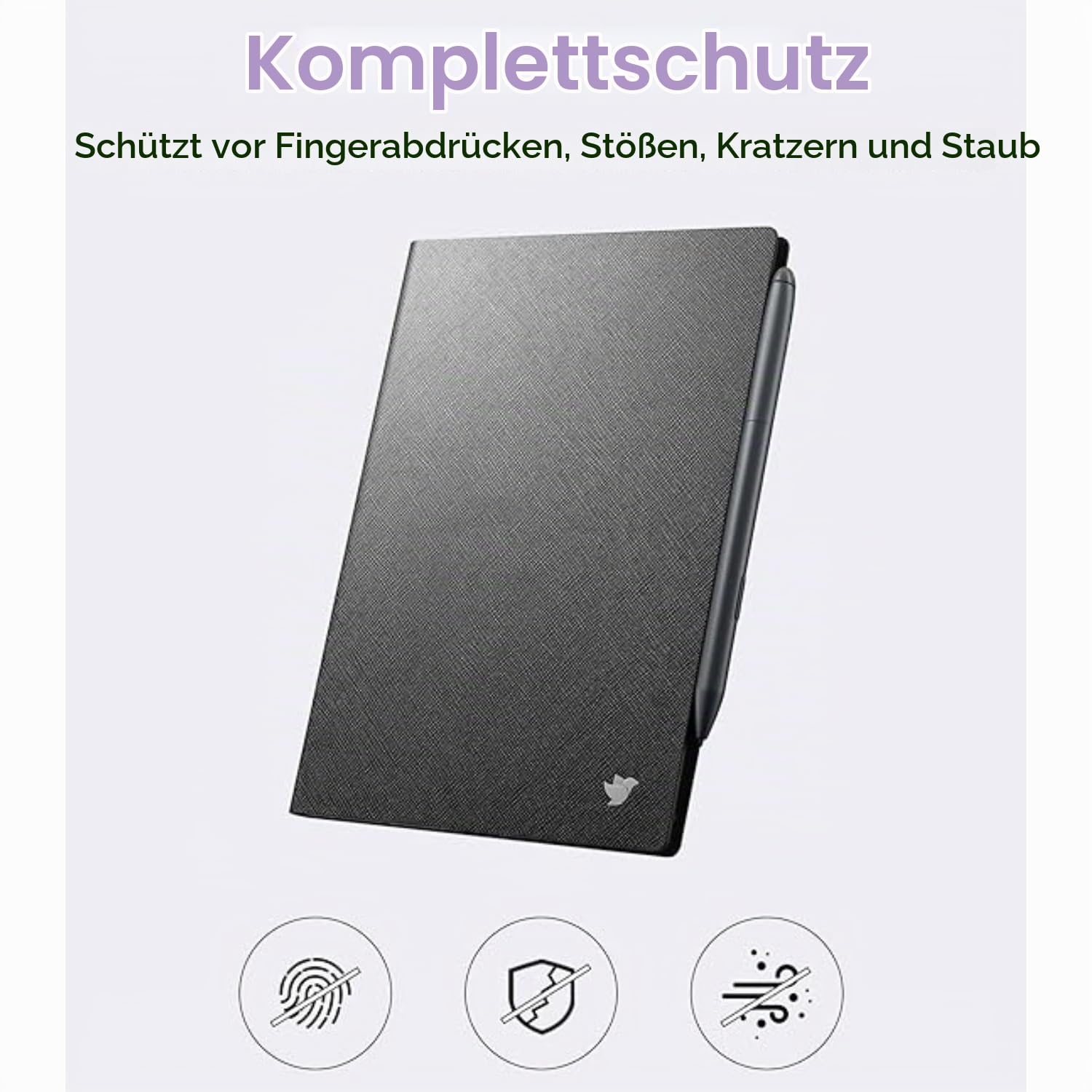 iFLYTEK Paper Tablet 8,2" Schutzhülle, Premium-PU-Leder, schlank und leicht, langlebige Hülle mit Stiftclip für Schreibtablett, Wasser- und staubdicht, schwarz