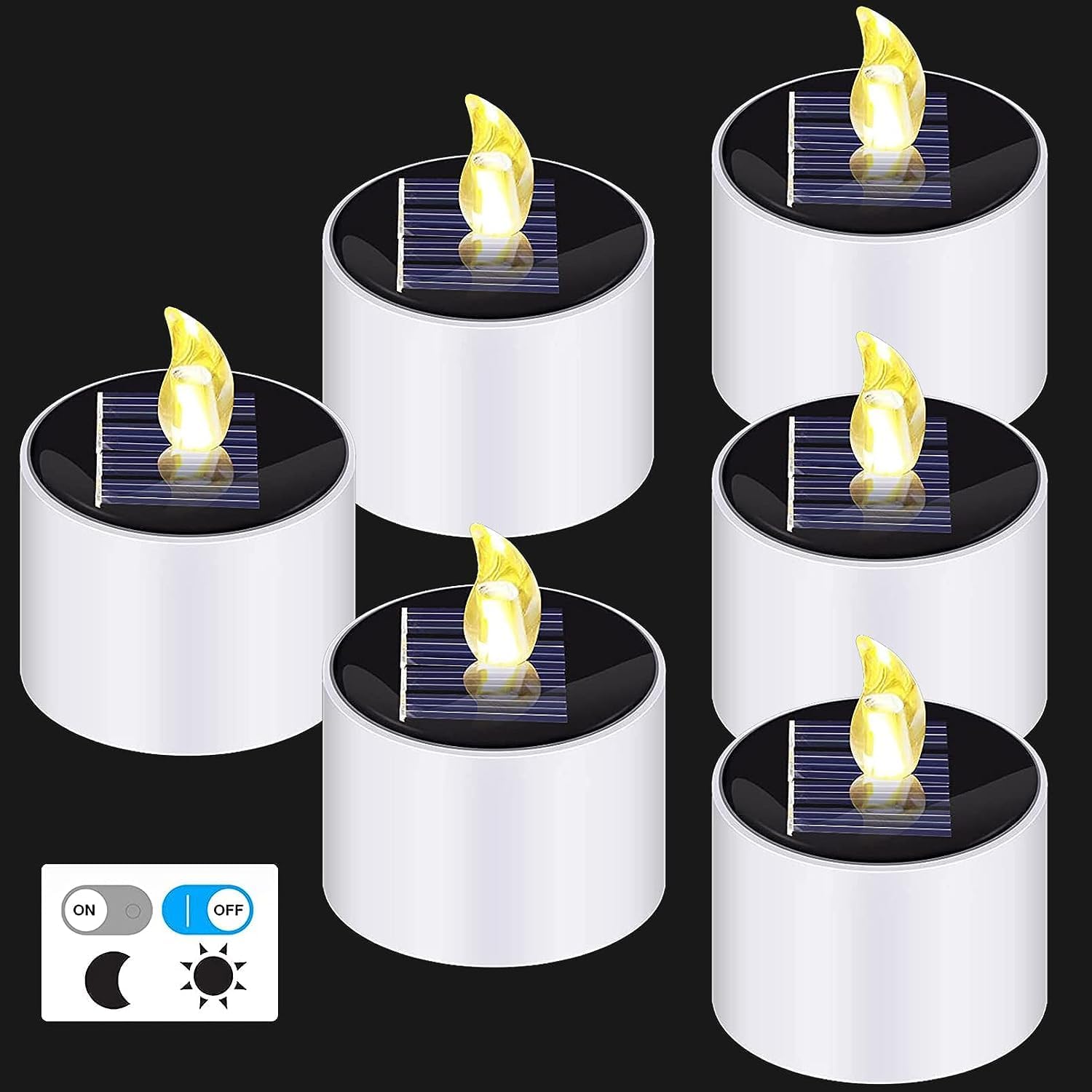 – Solar Tea Lights, 6 PCS Waterproof Solar Power Tealights Outdoor, Flameless Flickering LED Tealight Candle With Dusk to Dawn Light Sensor, Reusable Candle Lights for Party