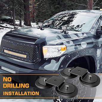 WFPOWER 2 Pack Strong Magnet Base Bracket for Light Bar, Powerful Magnetic Mounting Bracket with Rubber Pad for Work Light, LED Light Magnetic Mount Holder for Off-Road Driving Lamp, Roof Light Bar