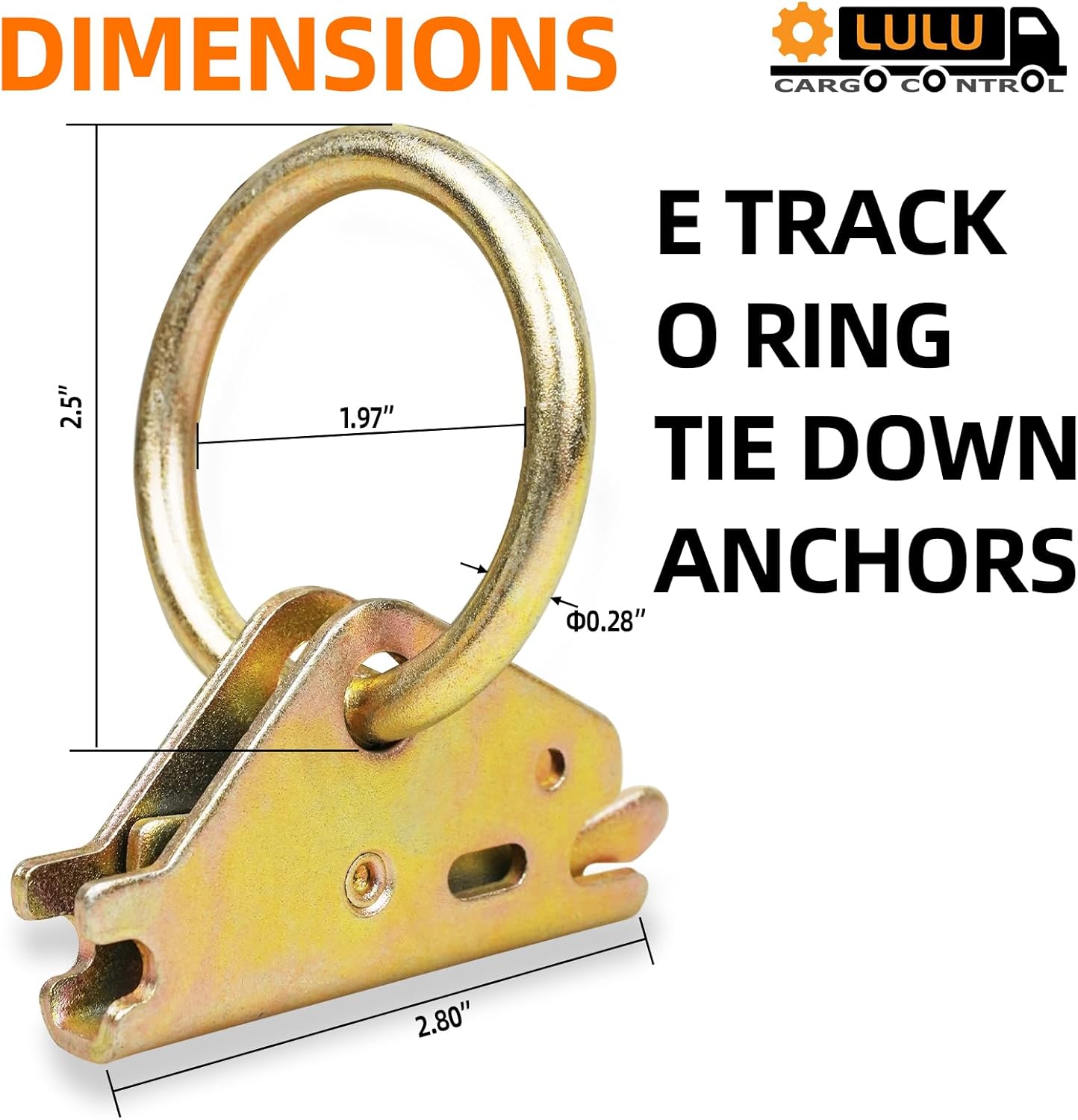LLCC E Track O Ring Tie Down Anchors (20 Pack), Heavy Duty Steel E Track Accessories for Trailer Tie Down System, Secure Cargo in Pickup Trucks, Flatbed Trailers, Enclosed Vans