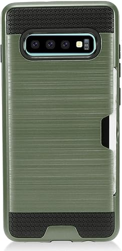 Miniatura 3 de Eaglecell - Compatible con Samsung Galaxy S10+, S10 Plus (6.4") SM-G975 - Funda híbrida cepillada con ranura para tarjeta de crédito - CS2 Negro