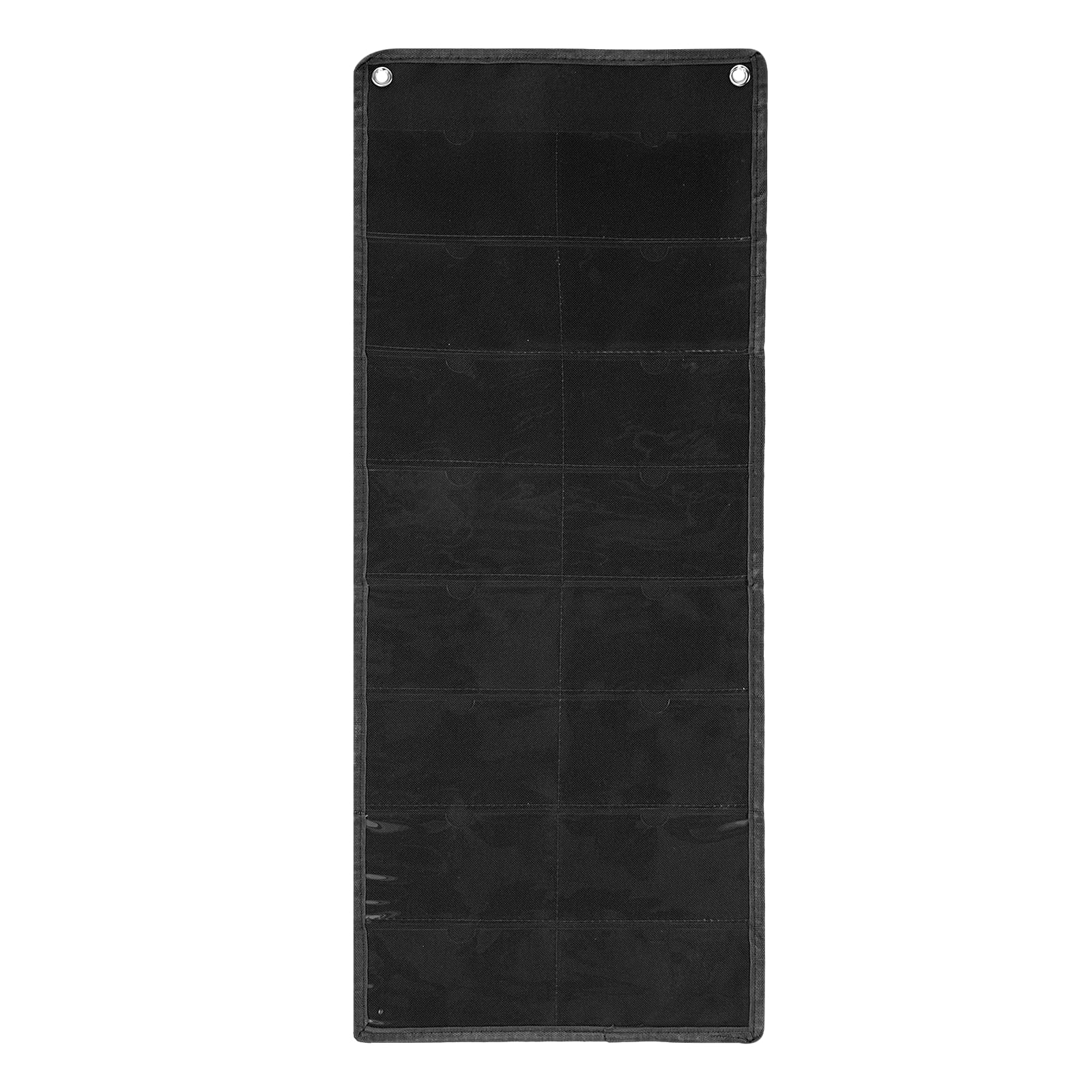 PATIKIL 7.6x13.5CM Index Card Holder Sleeve, 16 Card Slots Organizer Sleeve, PVC Clear Organizer Hanging Wall Pocket Chart for Office Classroom Library Home Organization, Black