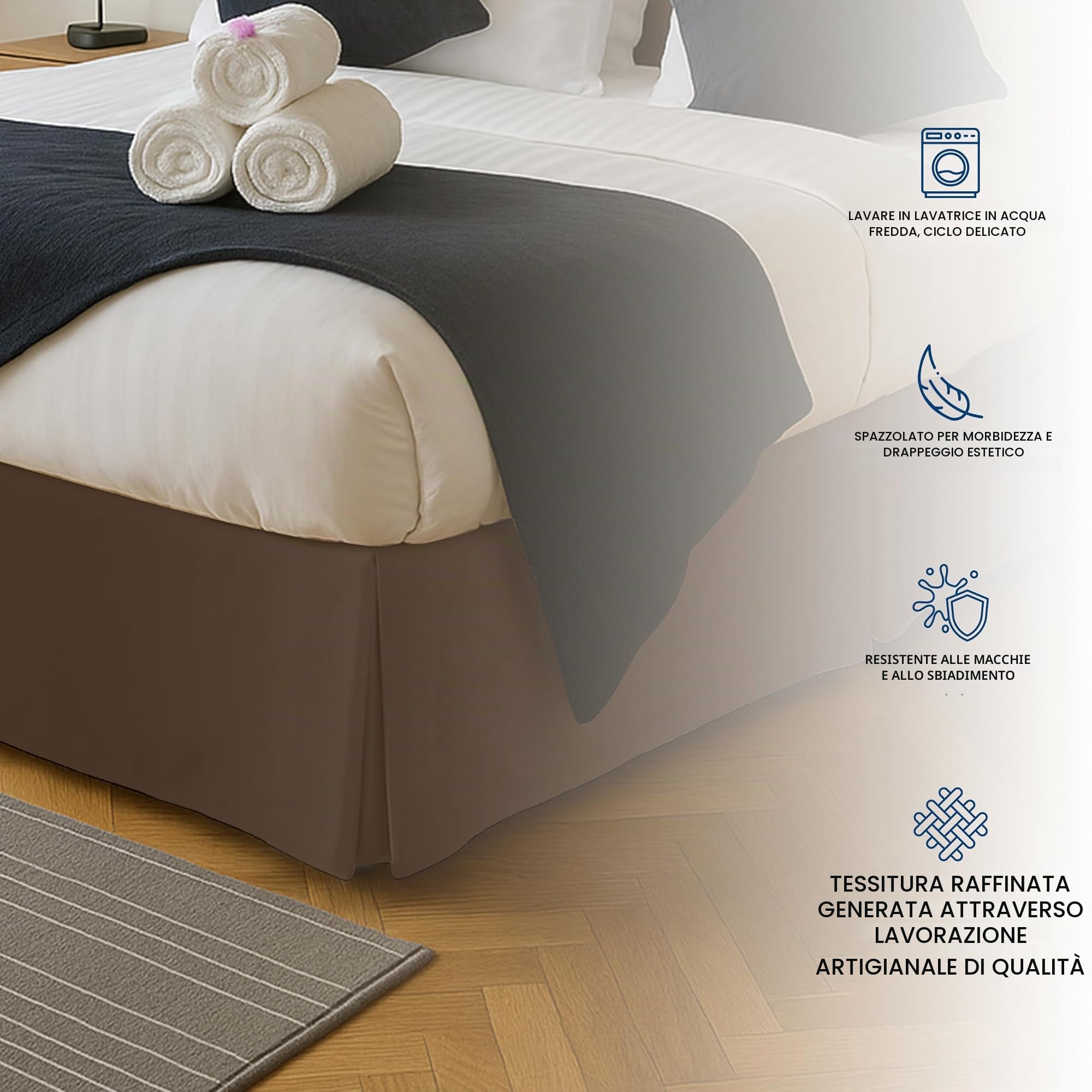 Utopia Bedding Mantovana giroletto matrimoniale, morbida con volant quadruple plissettato, facile da montare, con caduta su misura da 40 cm, qualità alberghiera, resistente al restringimento e allo
