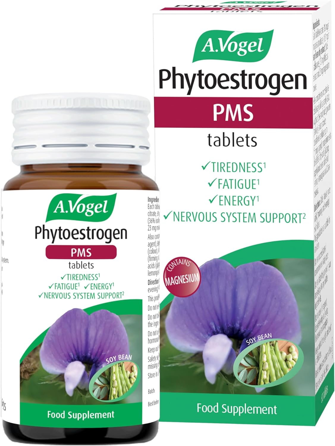 A.Vogel Phytoestrogen PMS Tablets | PMS Supplement for Women | Fatigue & Tiredness Supplement | Soy Isoflavones, Magnesium & Hibiscus | 1 Months Supply