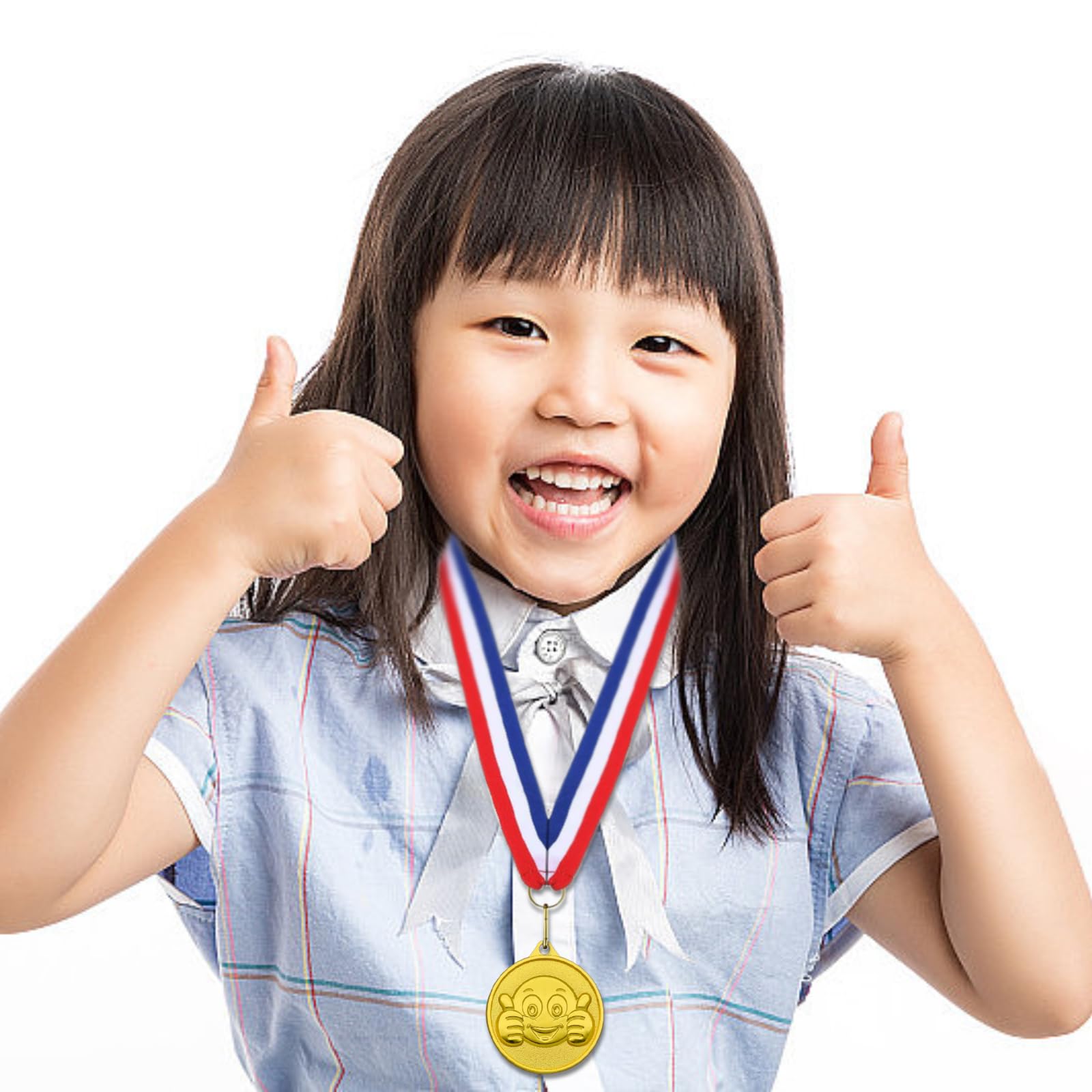 Donrime Medaglie per bambini, 12 pezzi, medaglie in metallo dorato, con collana per feste sportive, compleanni dei bambini, calcio e torneo Contest, bambini adulti