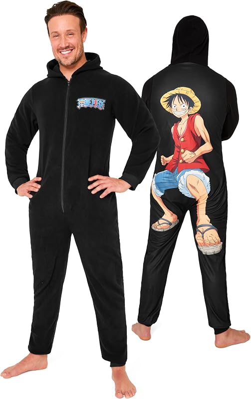 One Piece Anime Merch Manga Mono Pijamas de una pieza para adolescentes y hombres Ropa de salón suave, cálida y acogedora, regalos de Luffy para hombres