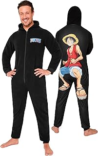 Anime Merch Manga Jumpsuit One-Piece Pajamas for Teens and Men Warm, Cozy Soft Lounge Wear, Luffy Gifts for Men
