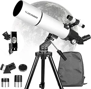 Telescopes for Adults Astronomy, 90mm Aperture 700mm Refractor Telescopes for Adults Beginners Kids with High Precision Adjustment, Ultra-Stable Vertisteel AZ Mount Base Tripod, Phone Adapte (Black)