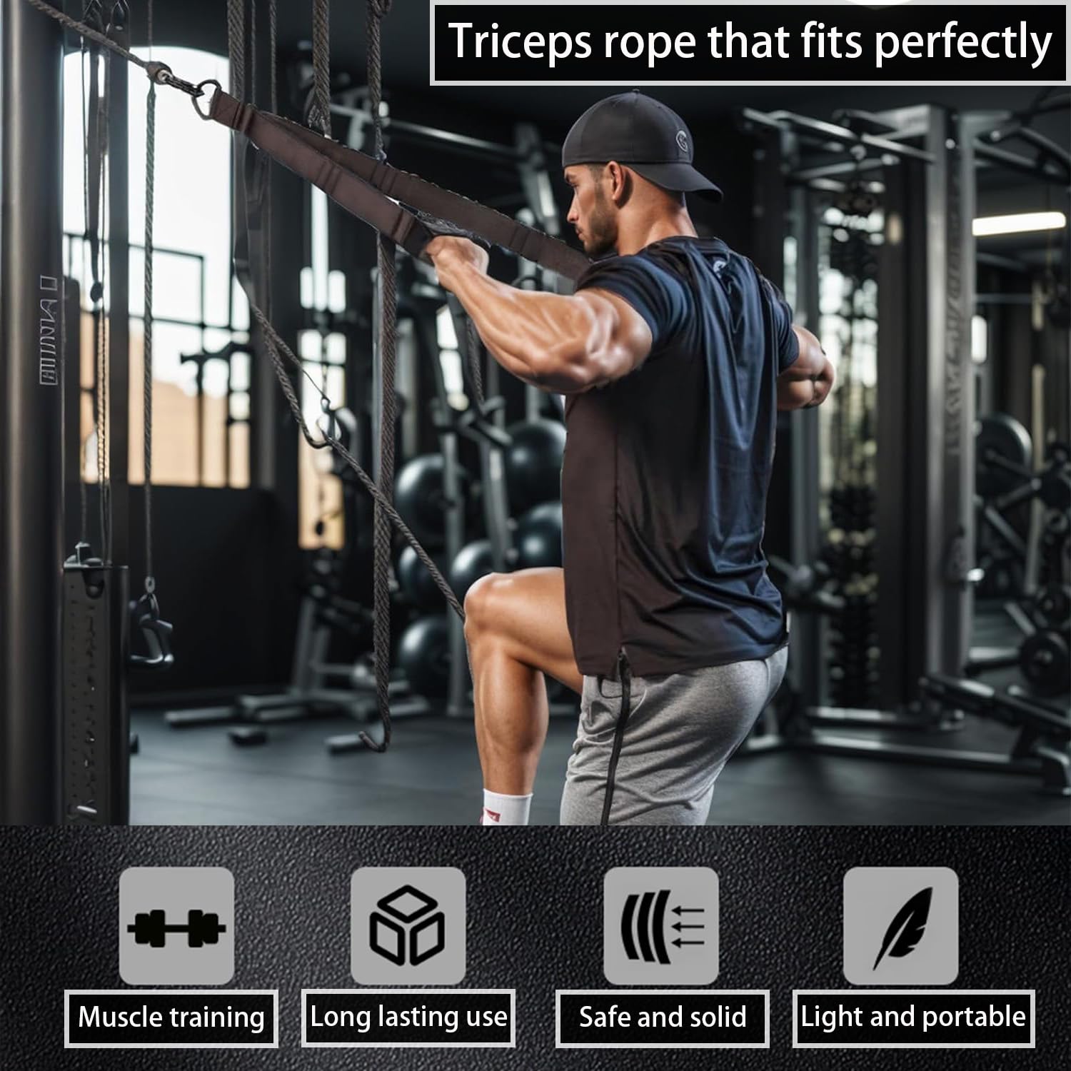 équipement Salle Sport Corde Triceps AGOISET - Sangle Musculation Bras - Avec Sac De Rangement - Polyester Et Néoprène - Anneaux Inox Sangle Tirage Poulie équipement Salle Sport Corde Triceps AGOISET - Sangle Musculation Bras - Avec Sac De Rangement - Polyester Et Néoprène - Anneaux Inox Sangle Tirage Poulie