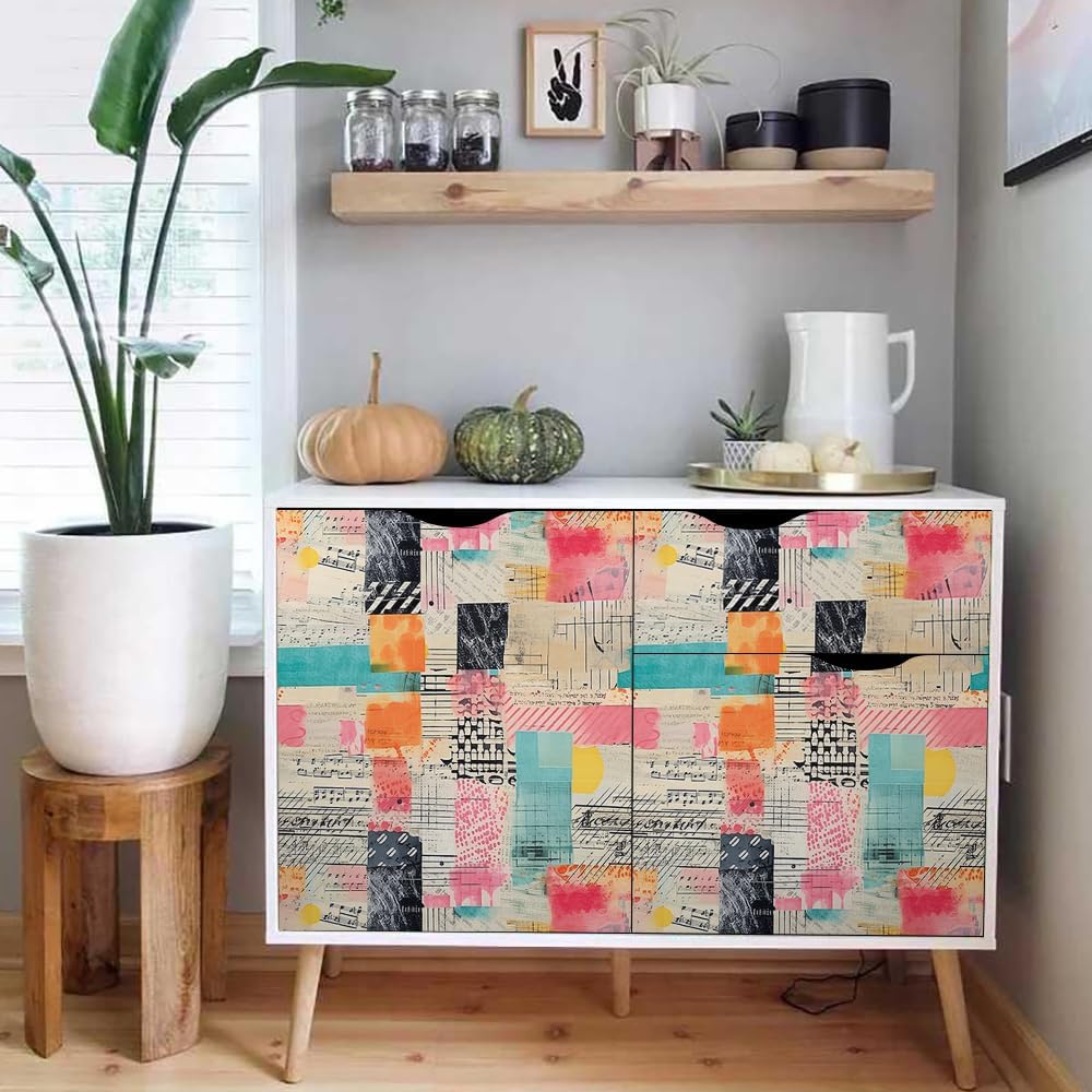 18"x236" Old Vintage Newspaper Art Painting Peel and Stick Self Adhesive Wallpaper Removable Contact Paper Stick on Easy Peel Off Wall Paper for Kitchen Bedroom Bathroom Renter