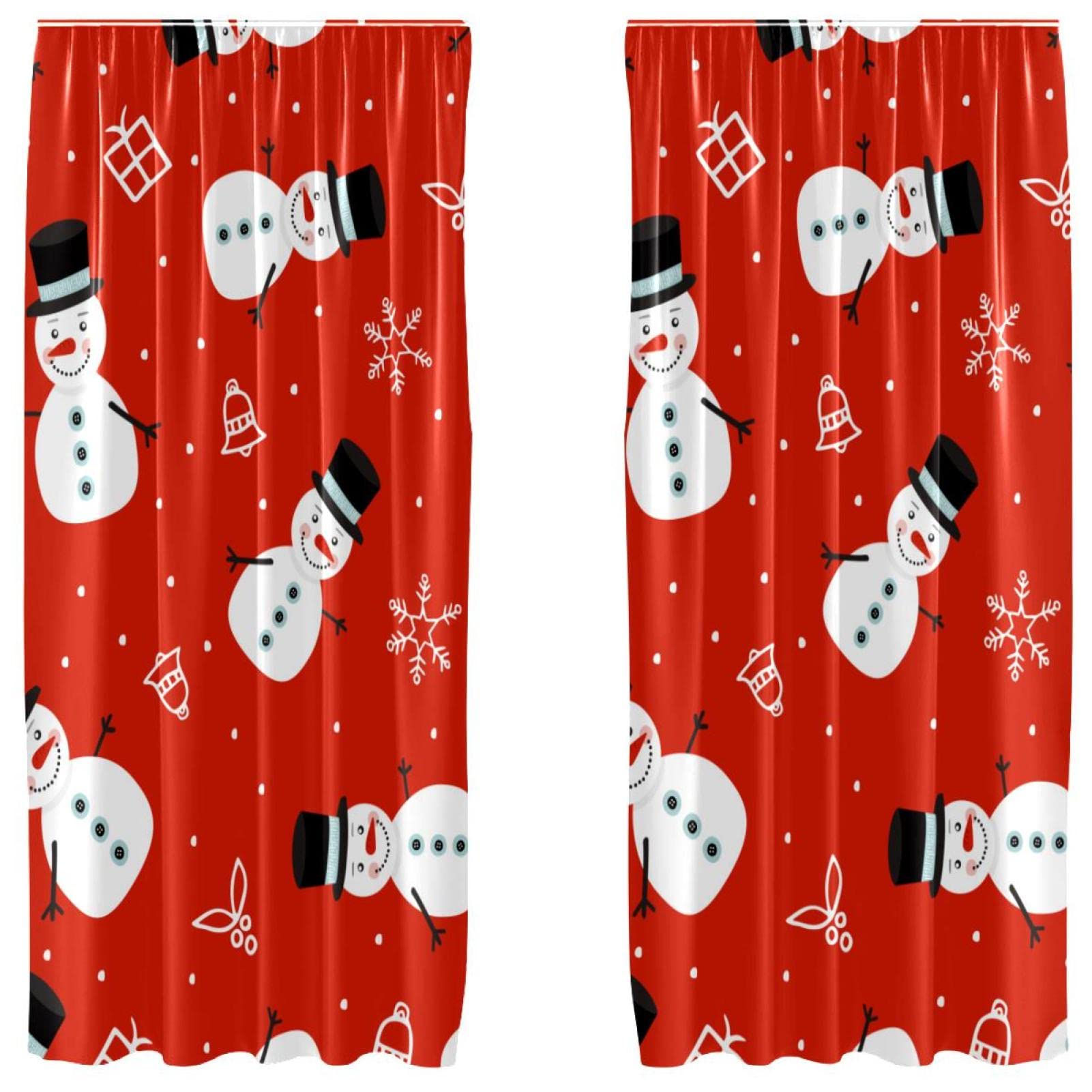 Cortinas navideñas de muñeco de nieve para salón juego de 2 paneles que ambientan tu Navidad
