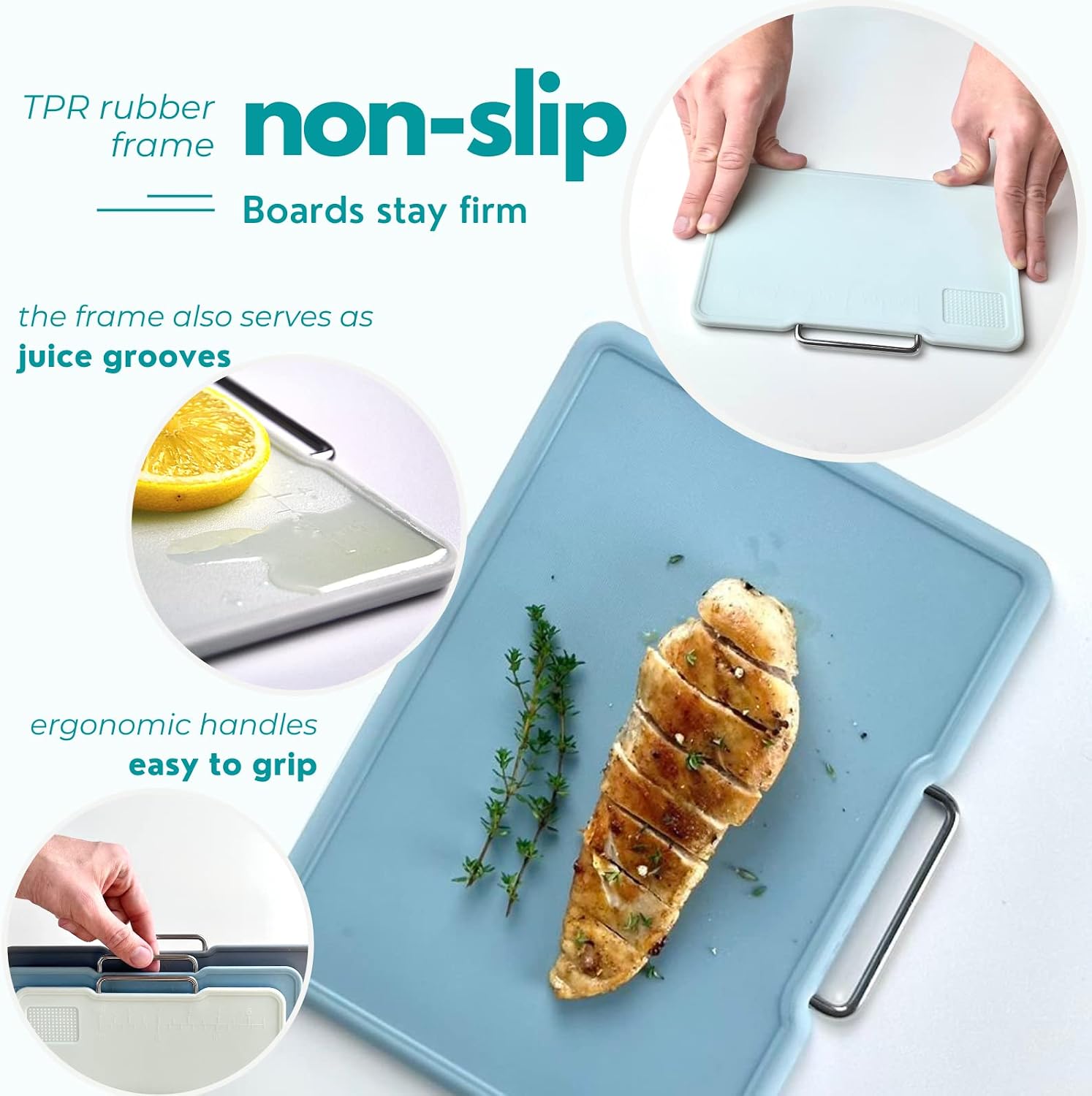 CLOVE Color-Coded Plastic Chopping Boards Set including Stand in Stainless Steel - Image 4