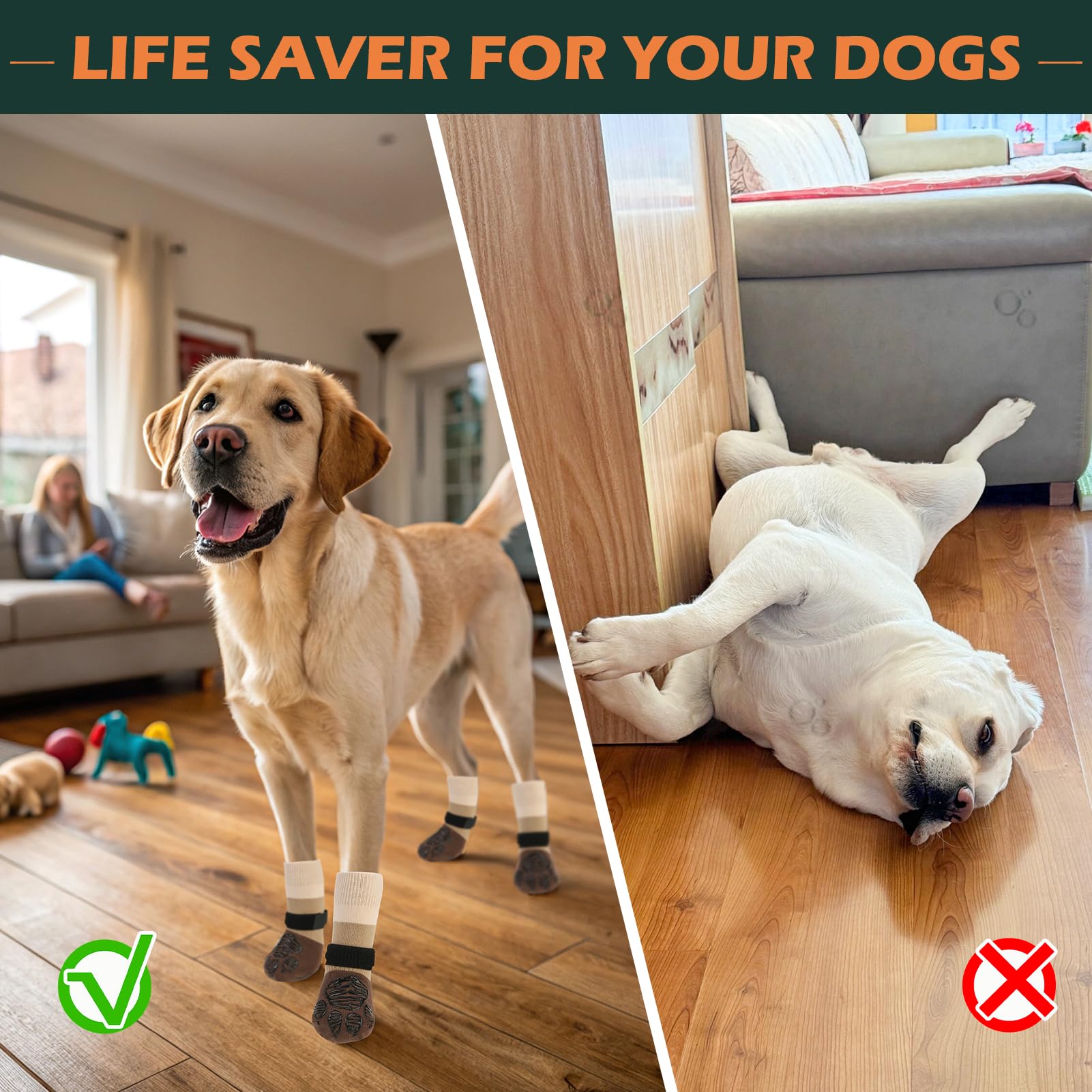 EXPAWLORER Anti Slip Dog Socks Stop Licking Injured Paws with Grips - Image 4