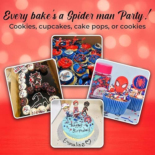 Vista 4 de Gránulos del Hombre araña de fantasía comestibles para decorar y hornear pasteles, galletas y magdalenas; decoraciones de caramelos, pastillas