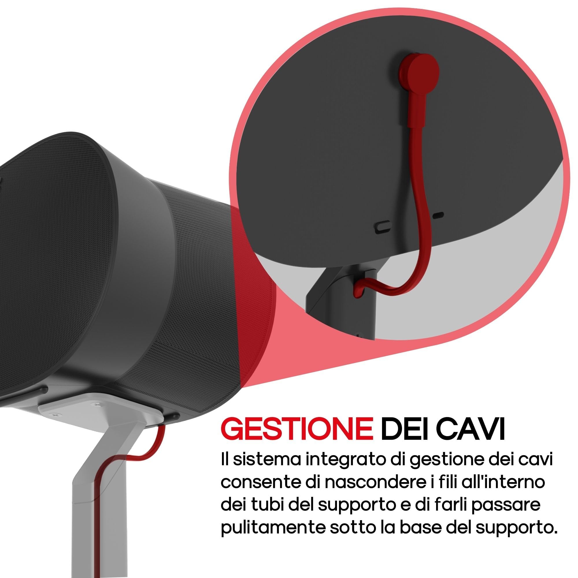 ERA300 Supporto da Pavimento, Design in metallo di Alta Qualità Supporto per Altoparlanti Compatibile con Sonos ERA 300, Accessori Inclusi, Gestione Cavi, Progettato nel Regno Unito, Nero Pacco Doppio