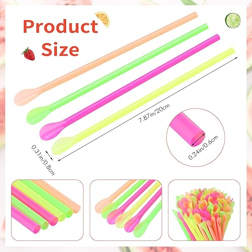 Miniatura 3 de Eaasty 2600 popotes desechables de plástico a granel  SNO-cono cuchara pajitas para batidos y conos de nieve, colores brillantes