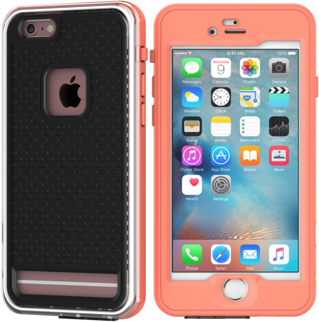 iPhone 6 Plus Waterproof Case, iPhone 6s Plus Case [newest version][ultra thin]Full-Body Underwater Shockproof Durable Full Sealed Protection Case Cover for Apple iPhone 6 Plus 5.5-Inch (Black+Orange)