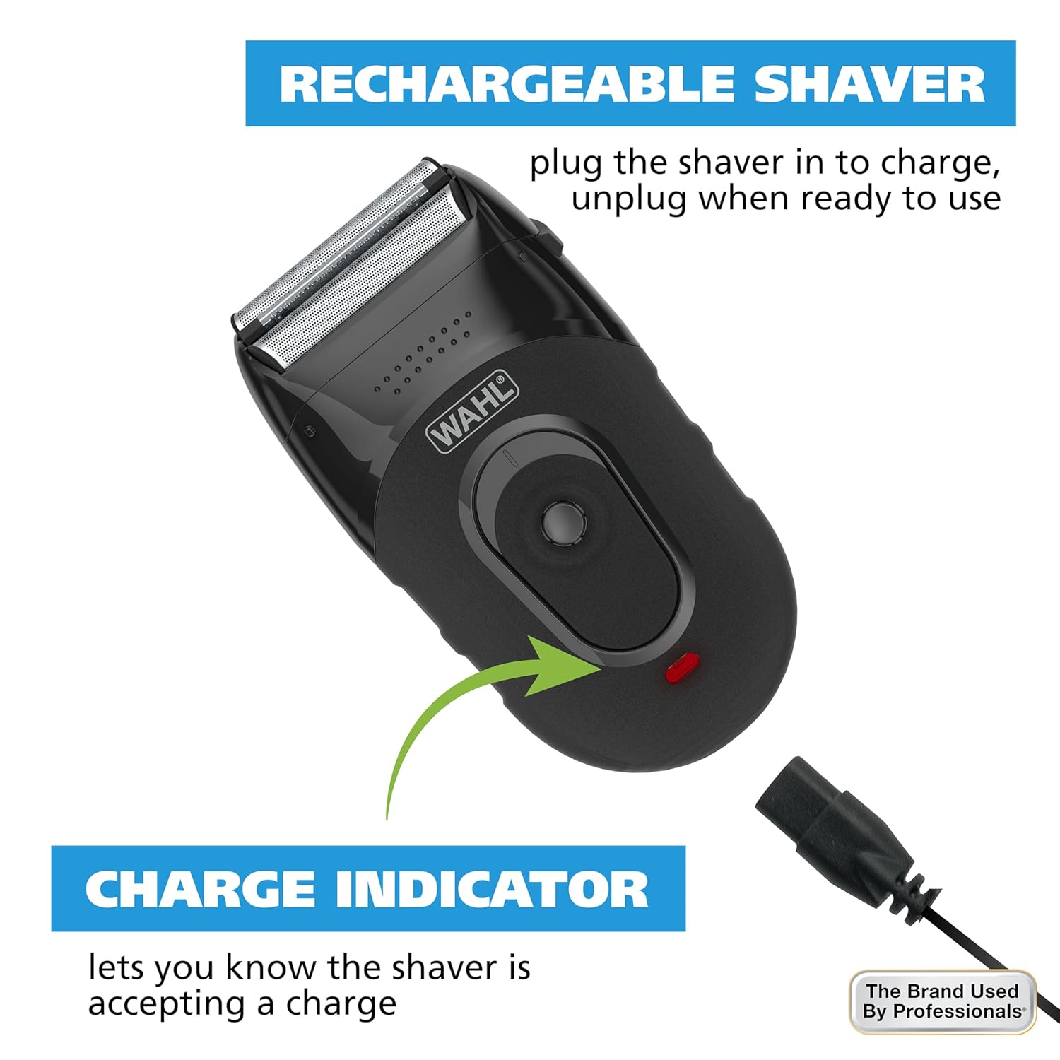 Wahl Compact Rechargeable Lithium Ion Shaver Kit with Hygienic Rinseable Foils & Cutter Bar with Dual Flexible Foils That Move with The Contours of Your Face - 7065 - Image 6