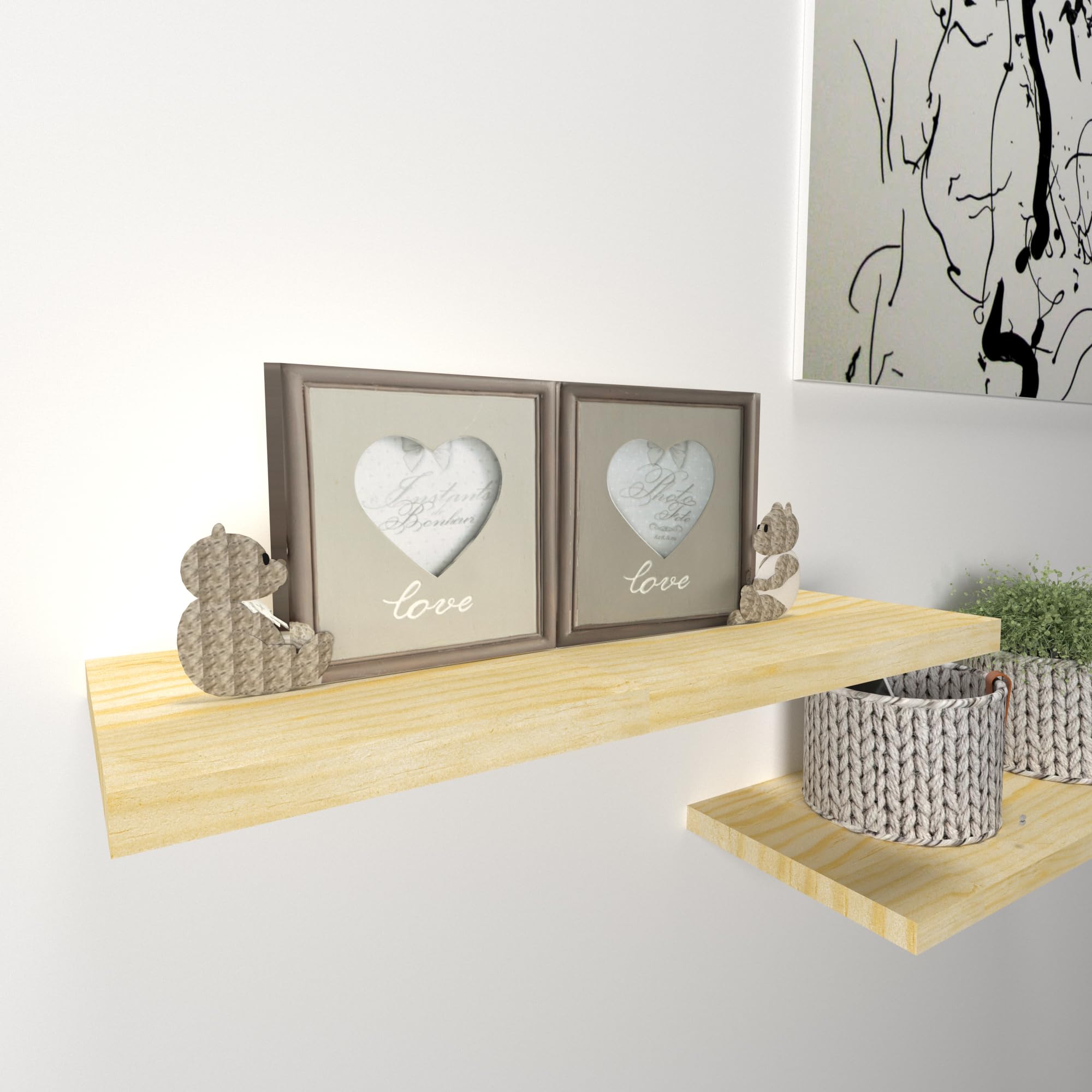 Henor Balda Pared 50 x 20 x 2.5 cm. Estante Pared Madera Herraje Totalmente Oculto Carga Soporta hasta 25Kg Blanco — view 51