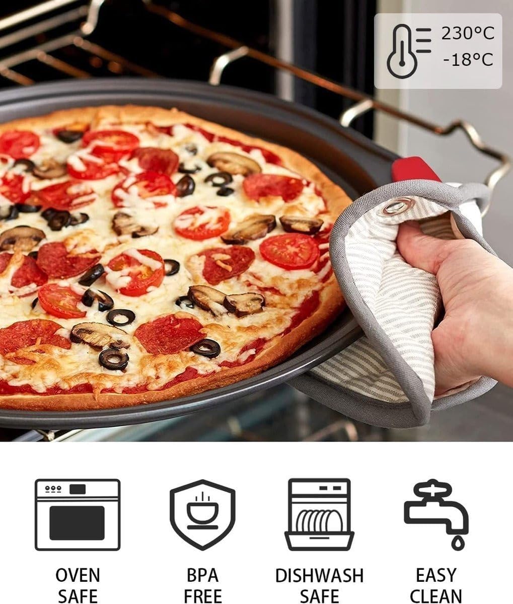 Aakarit Big Box 10 Inch Carbon Steel Pizza Tray | Non-Stick Bakeware | Round Shape Plate Cake Pan Baking Mould | Used in Serving Microwave Oven Tools | Black (24 cm) 3