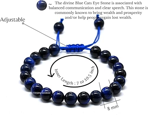 Miniatura 384 de Amazing Gemstone Crystal Bracelet for Women Men's Gifts - Protection Healing Crystal Bracelet - 8mm Gemstone Beaded Adjustable Bracelet Pulseras