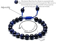 Vista 363 de Amazing Gemstone Yaxaite Bracelet for Women Men's Gifts - Protection Healing Crystal Bracelet - 8mm Gemstone Beaded Adjustable Bracelet Pulseras