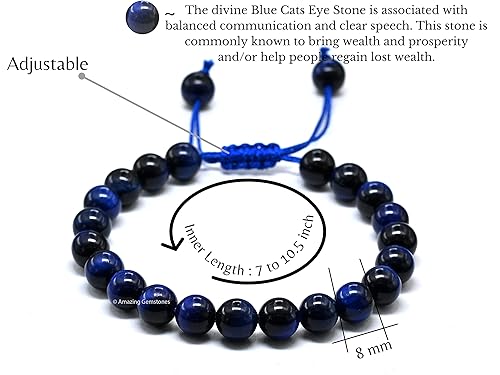 Vista 363 de Amazing Gemstone Yaxaite Bracelet for Women Men's Gifts - Protection Healing Crystal Bracelet - 8mm Gemstone Beaded Adjustable Bracelet Pulseras