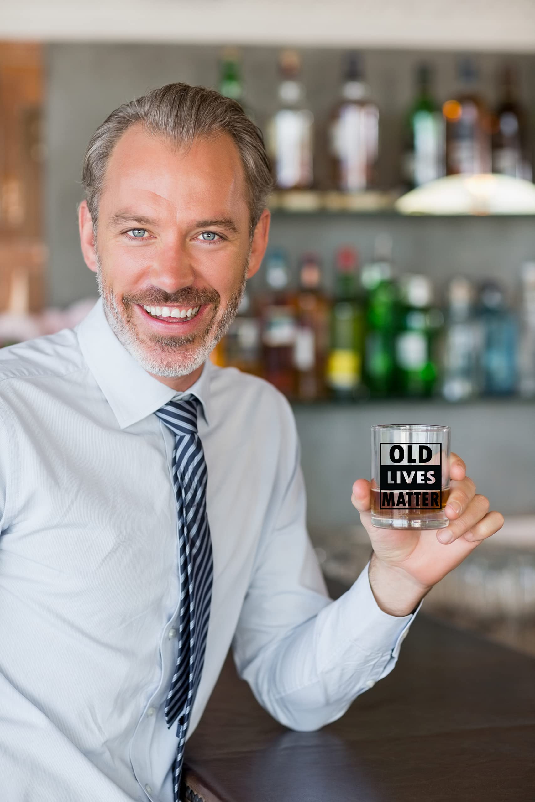 Old Lives Matter Whiskey Scotch Glass 11oz Funny Retirement or