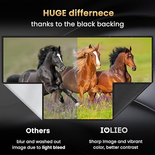 Miniatura 3 de Pantalla de proyector de 120 pulgadas mejorada 2025 - Parte trasera negra, bordes rectos, plegable, lavable y sin arrugas - para cine en casa y cine