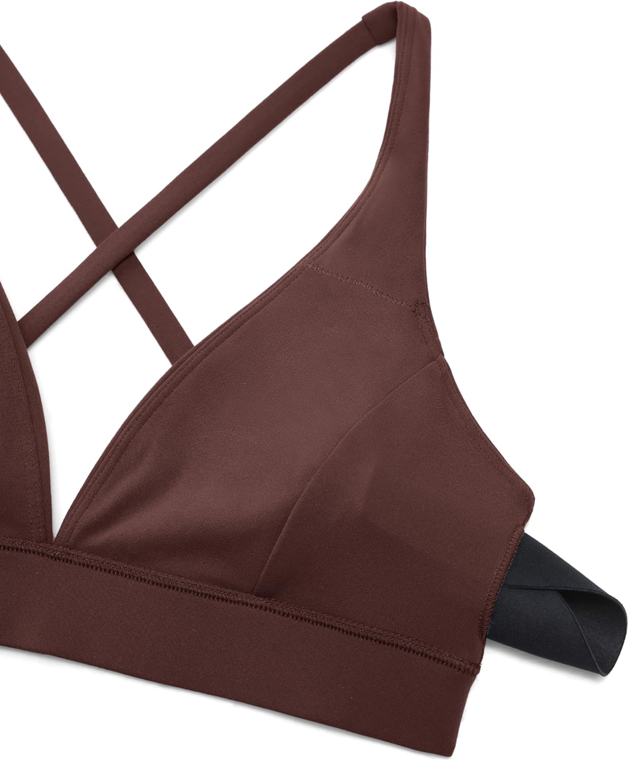 CRZ YOGA Butterluxe Deep V-Neck Sports Bras for Women - Spaghetti Strap Criss Cross Padded Top Low Coverage Wireless Yoga - Image 4