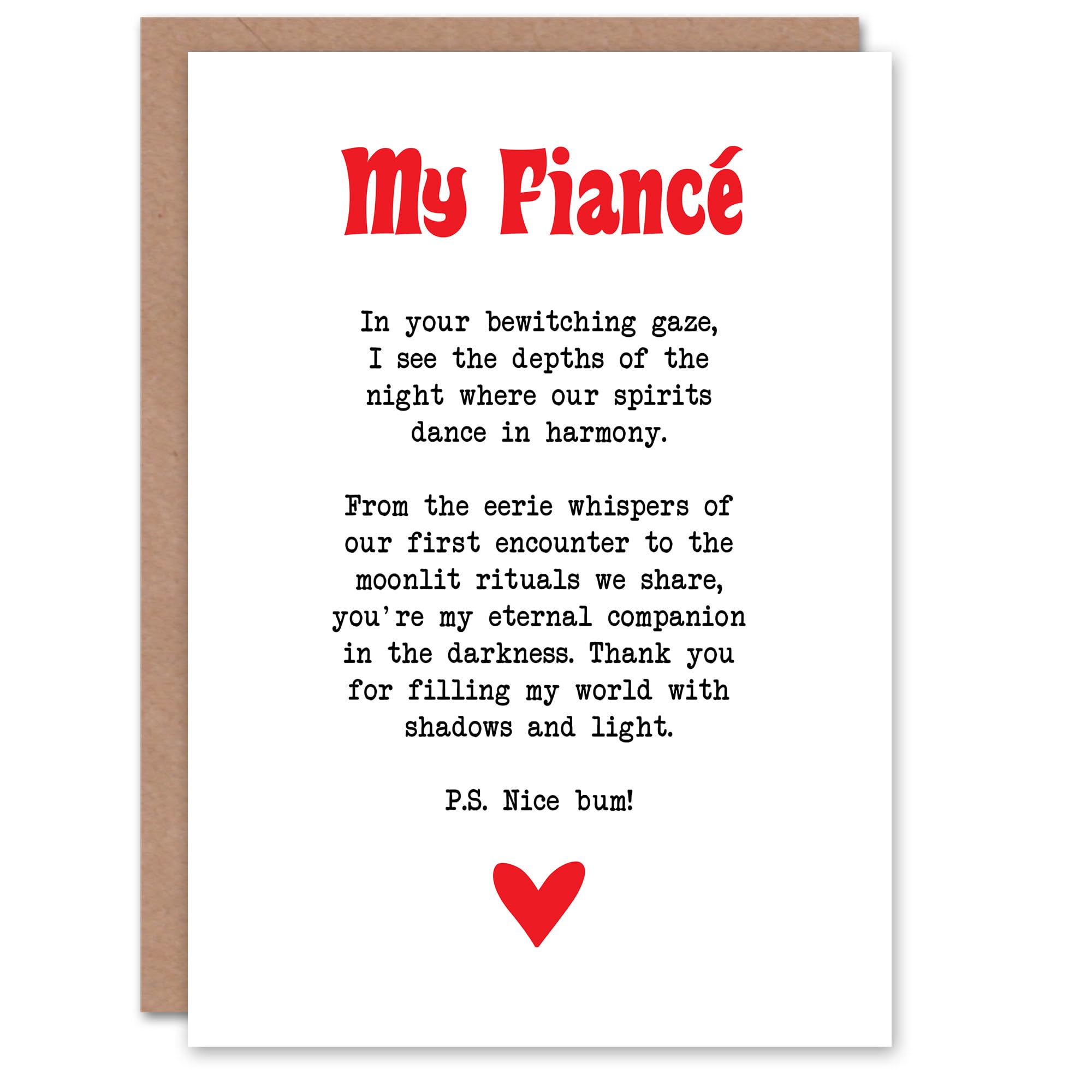 Artery8 Greeting Card Love Poem Goth Fiancé Romantic Poetry Fun For Him Man Valentine's Day Card
