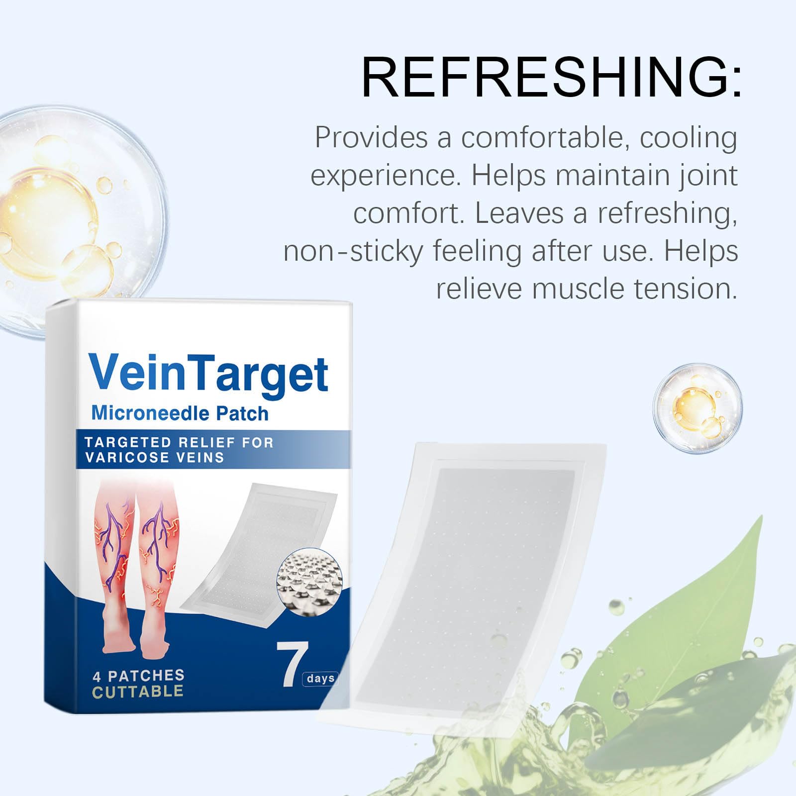 Parche Venas Contra Varicosas, Parches cuidado de piernas, Aliviar Edema, Fortalecer los Vasos Sanguíneos, EliminacióN De ArañAs Vasculares,Mejora La CirculacióN SanguíNe (3 pcs)
