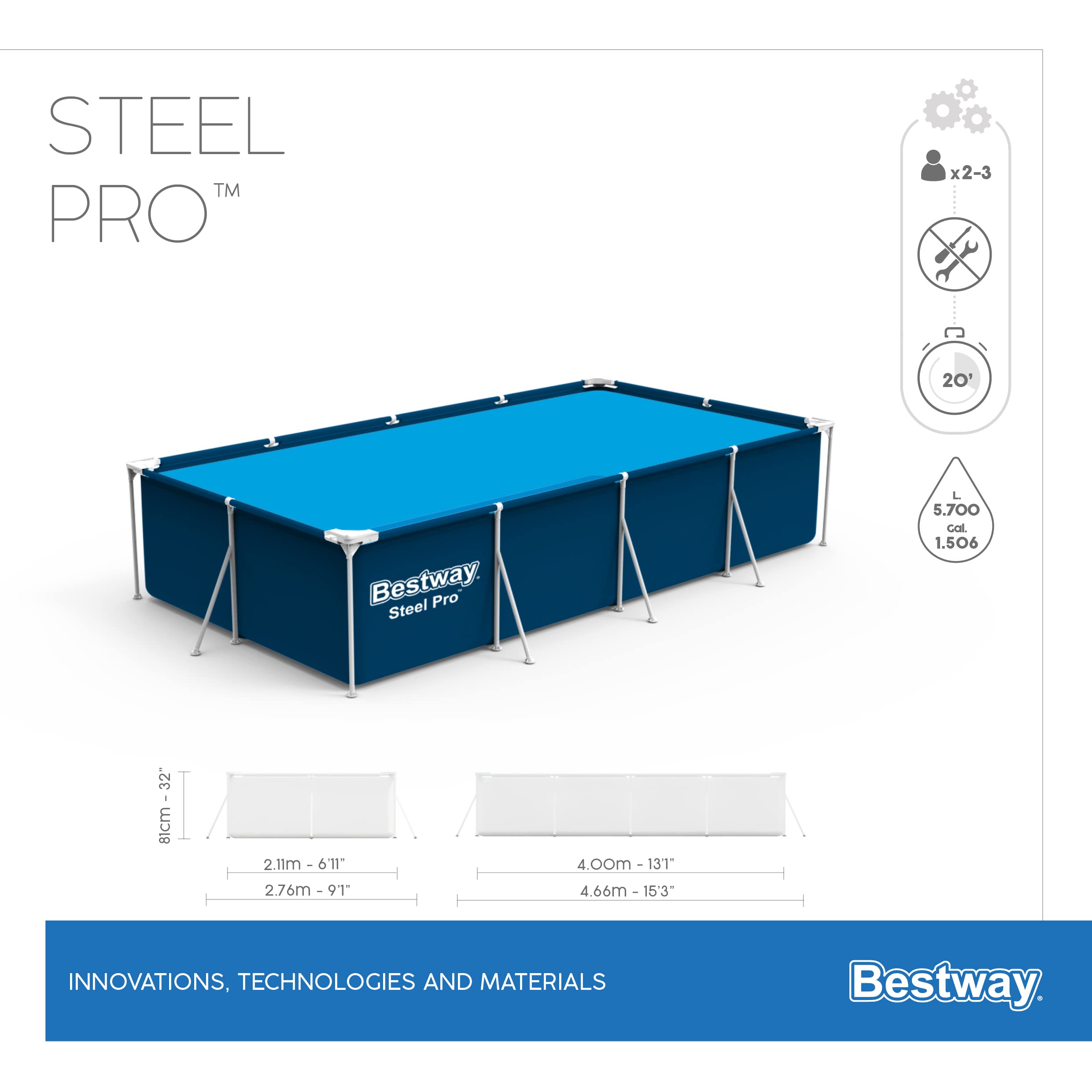 13'1" x 6'11" x 32"/4.00m x 2.11m x 81cm Pool Set