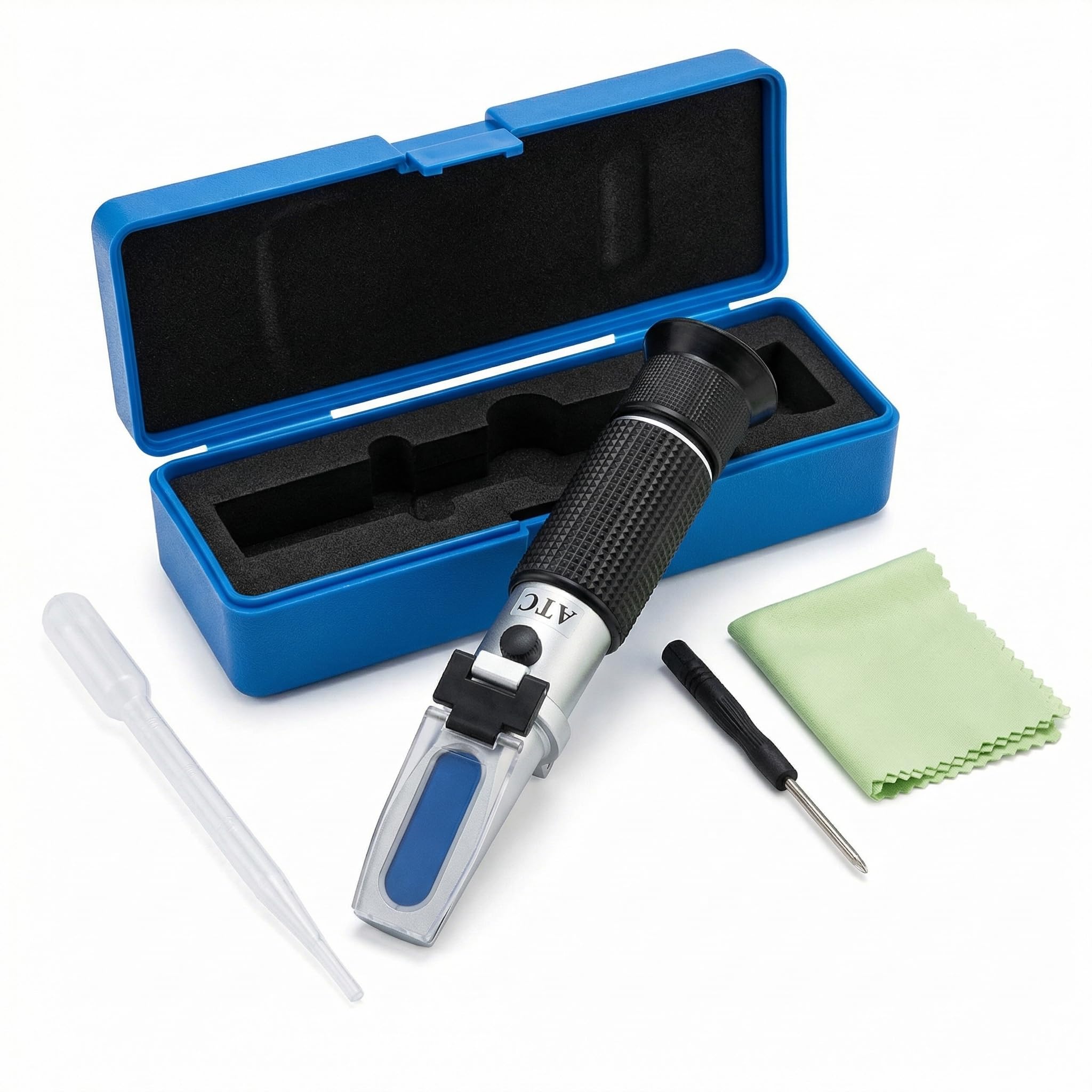 QWORK Refractómetro, ATC Brix 0-32% para Pruebas de Contenido de azúcar de Alimentos con azúcar, Bebidas de Frutas, etc - 1