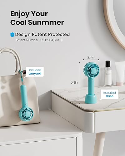 Vista 39 de Gaiatop Mini ventilador portátil, azul marino, diseño lindo, viento potente, de mano y de escritorio, batería recargable