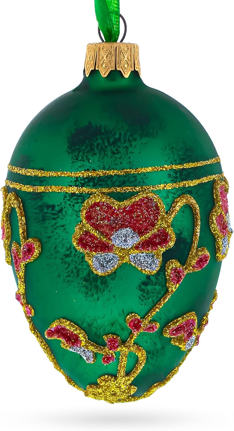 1899 Pansy Royal Egg Glass Ornament 4 Inches