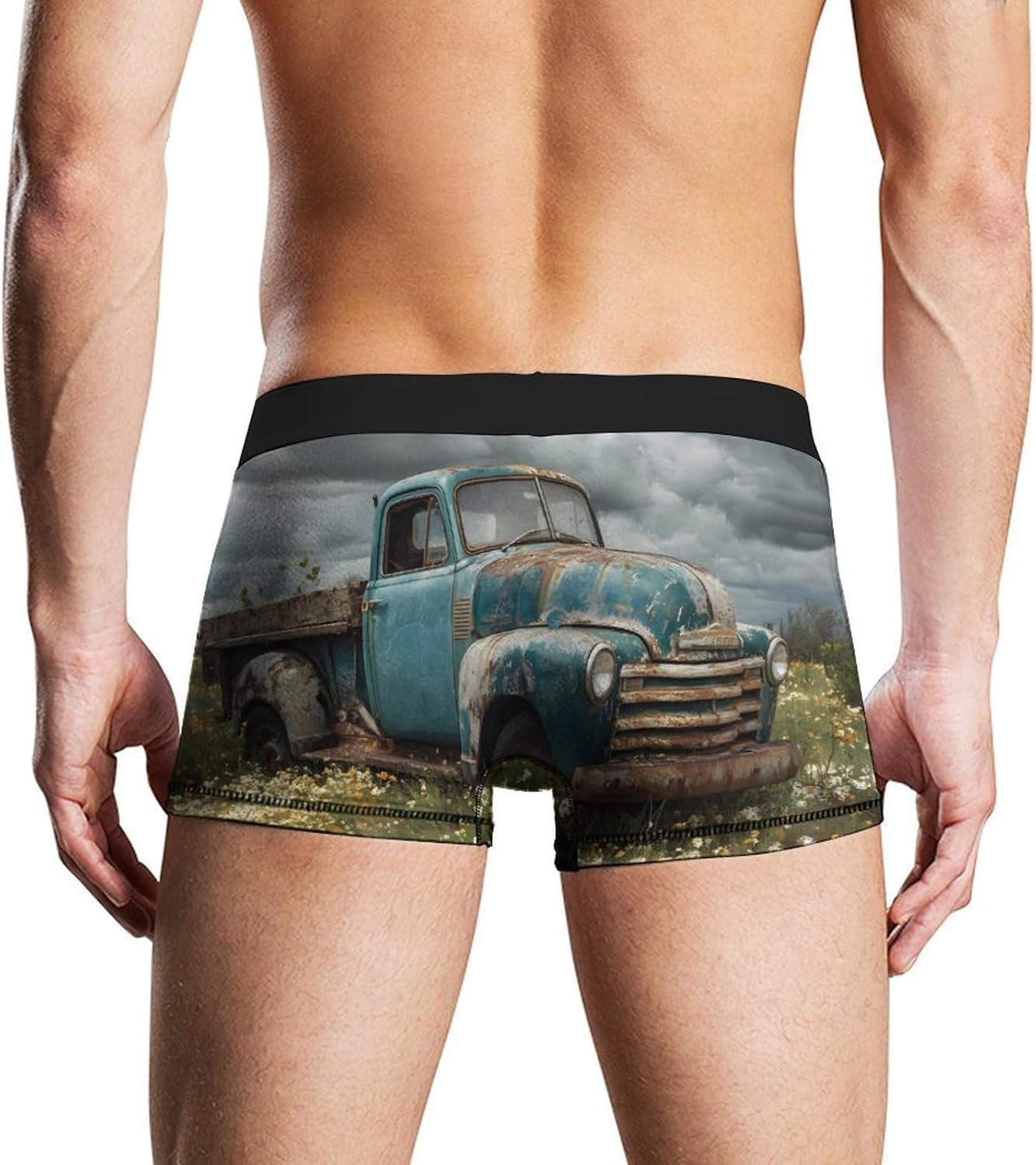 Vintage Old Truck Novelty Men's Boxer Briefs Soft Breathable Underpants Trunks Stretch Underwear