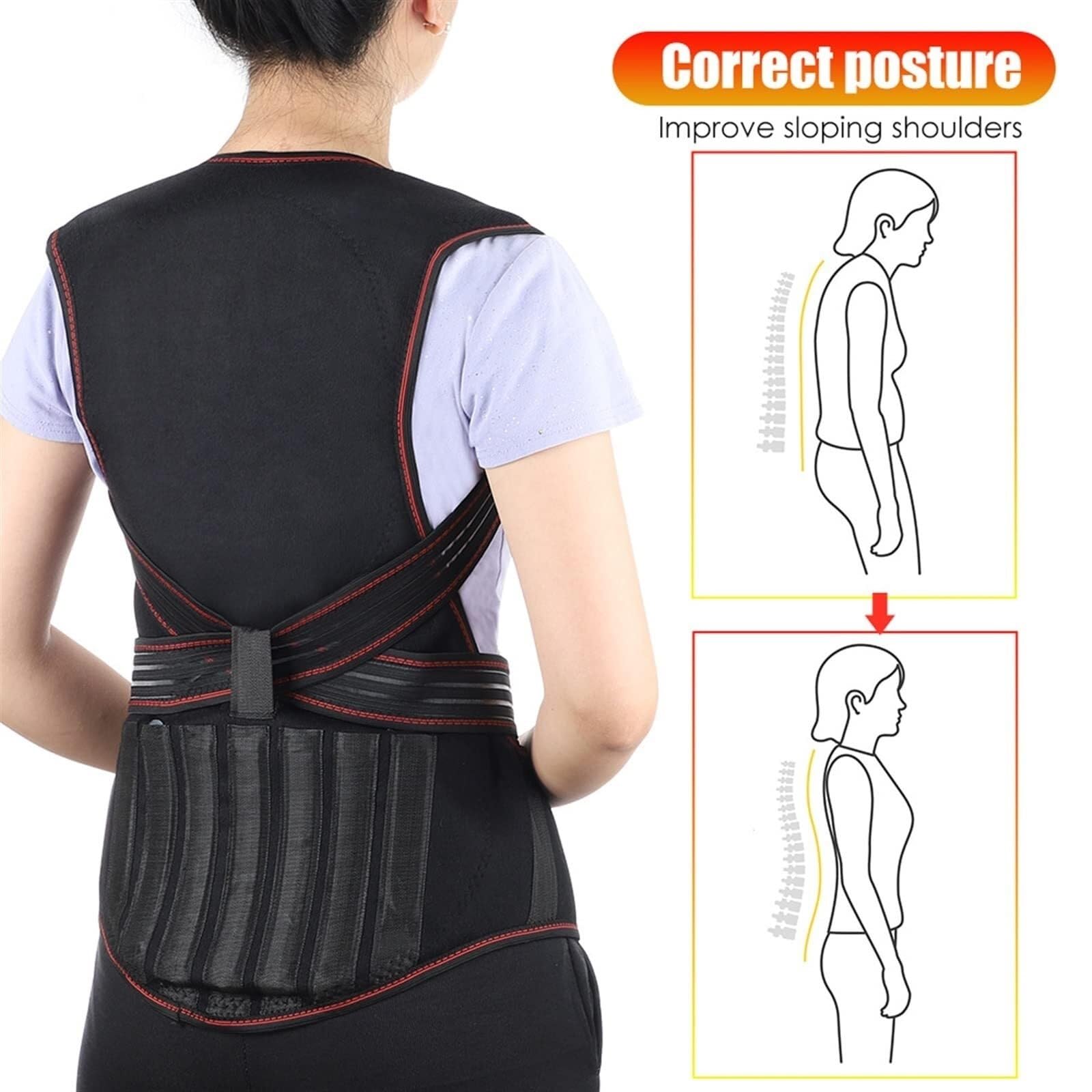 Faja Lumbar Cinturón Corrector De Postura para Espalda, Espalda, Hombros Y Columna Vertebral, con 108 Imanes Y Terapia De Autocalentamiento Cinturón Apoyo Lumbar(XL)